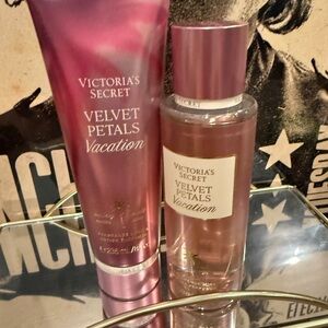 Victoria's Secret Velvet Petals Vacation Body Mist & Lotion - Metallic Pink